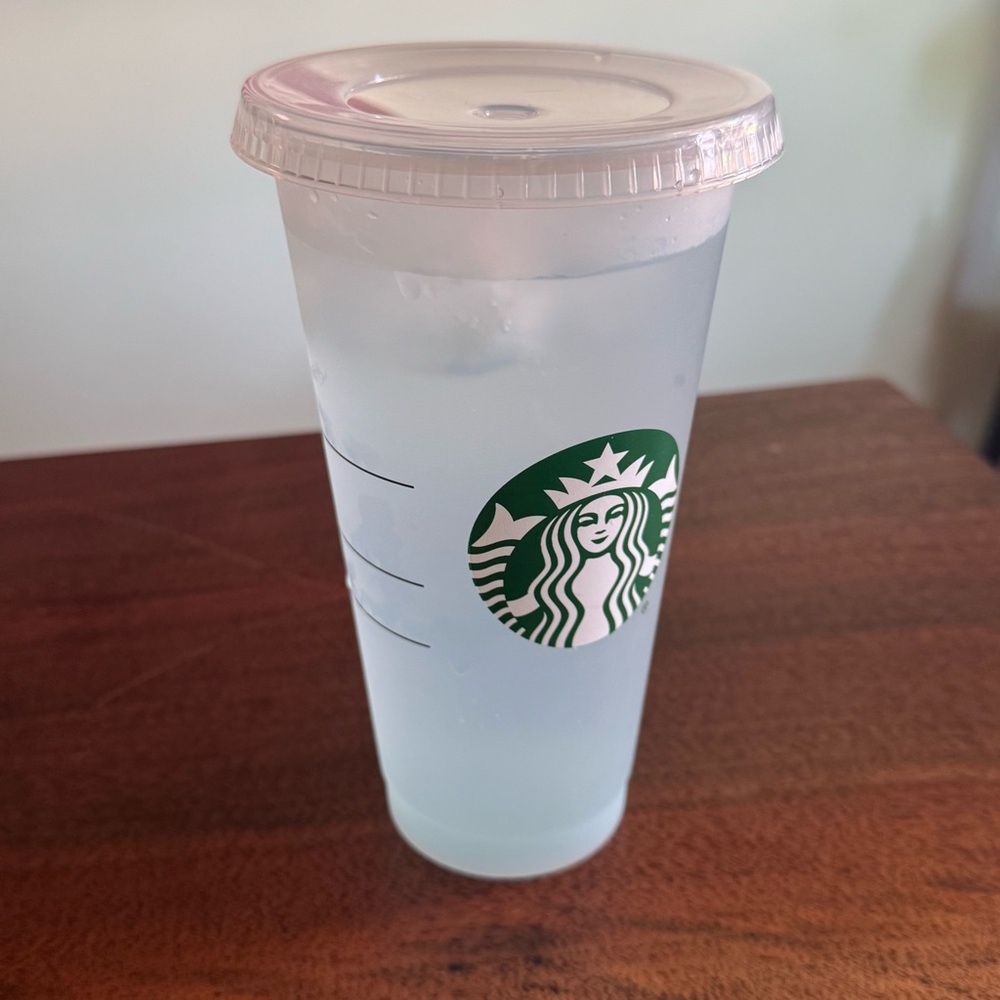 Starbucks - Cold Beverage, Color Changing Clear to Blue Cup with Lid